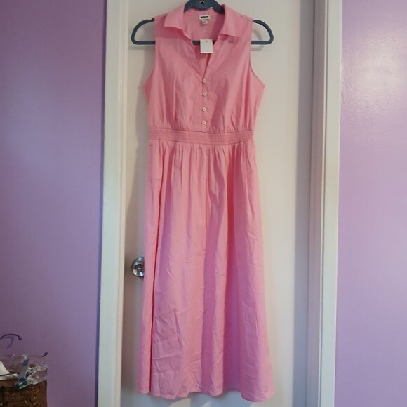 J. Crew Factory Dresses & Skirts - J Crew Factory Women's Pink Sleeveless Collared Midi Dress SZ 2 NWT